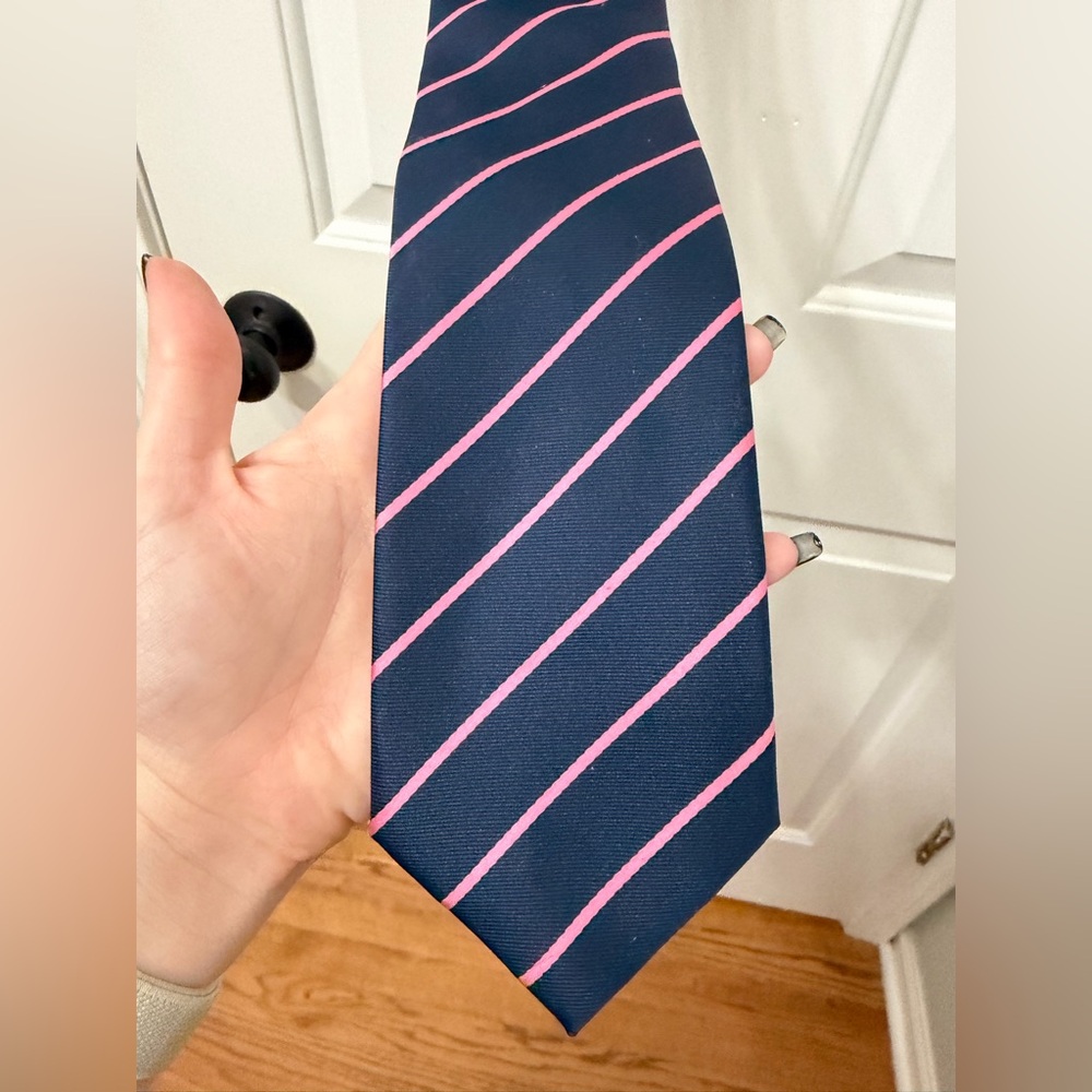 Scott Allan Collection Navy and Pink Striped Tie